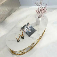 Premium White Centre Table With Golden Base