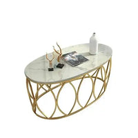 Premium White Centre Table With Golden Base