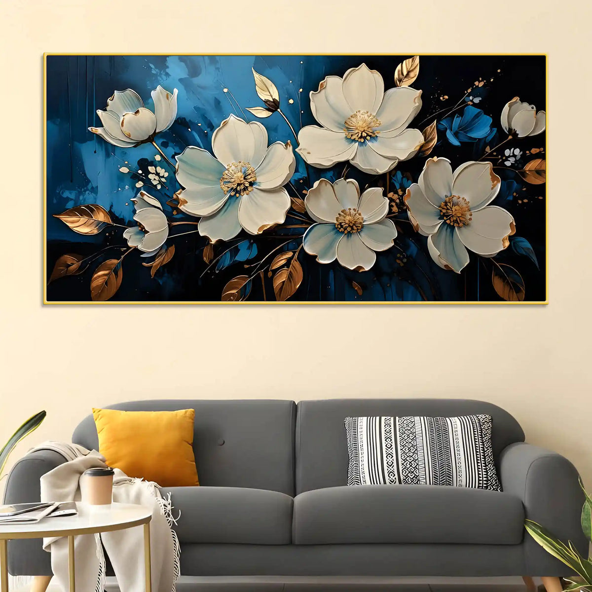 Premium White Flower Canvas Wall Art Painting for Wall Décor