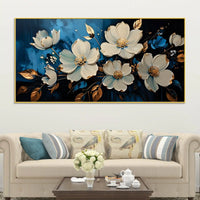 Premium White Flower Canvas Wall Art Painting for Wall Décor