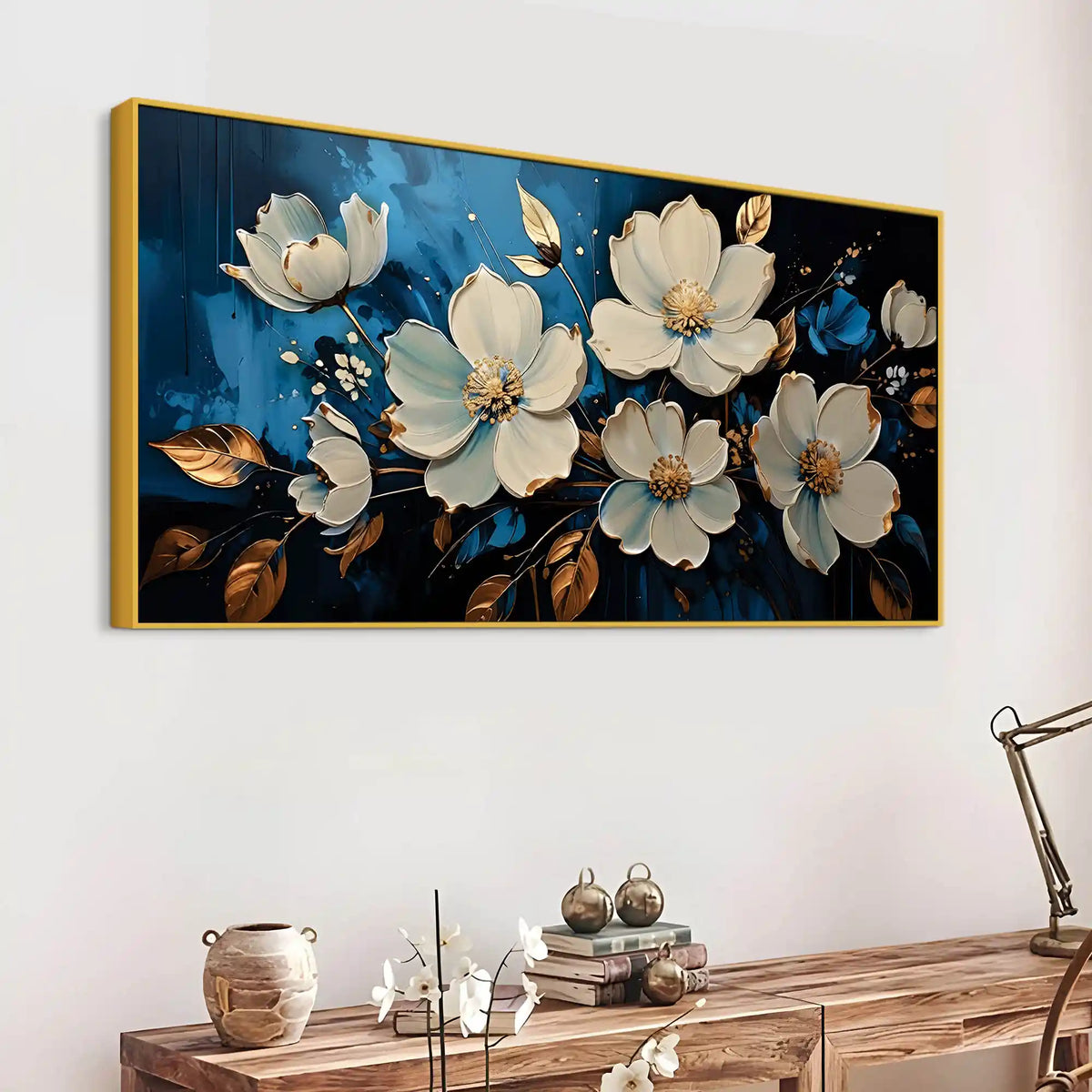 Premium White Flower Canvas Wall Art Painting for Wall Décor