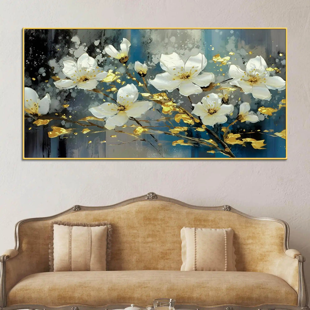 Premium White Flower Canvas Wall Painting for Living Room