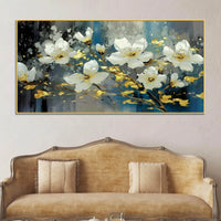 Premium White Flower Canvas Wall Painting for Living Room