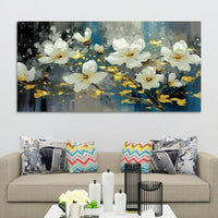 Premium White Flower Canvas Wall Painting for Living Room