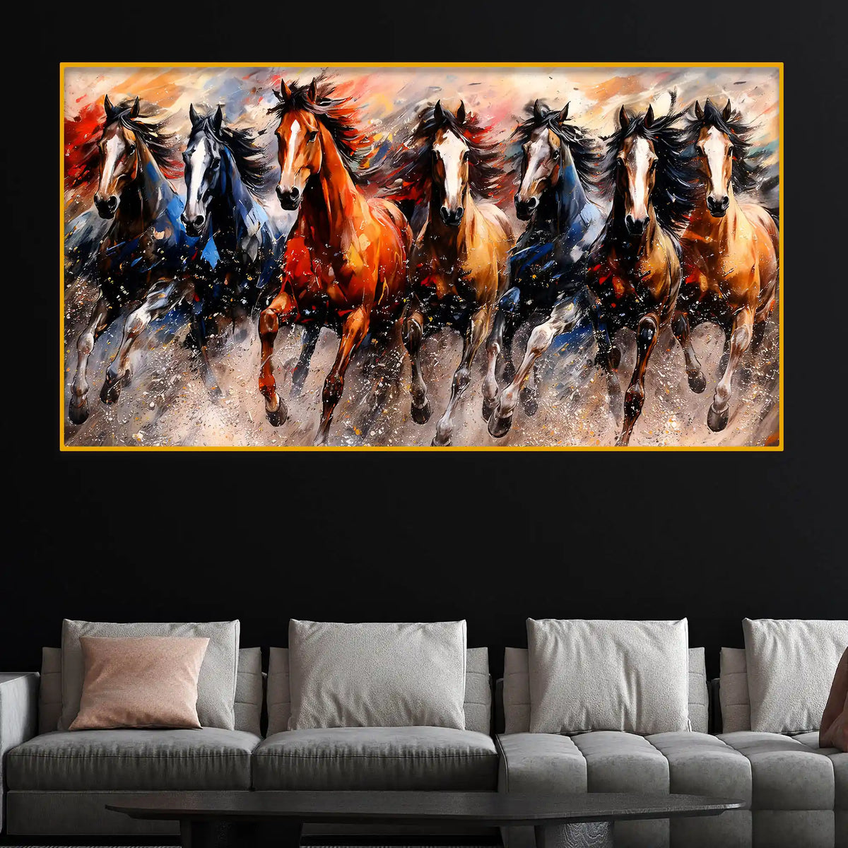 Premium Wild Horses Crystal Glass Wall Painting