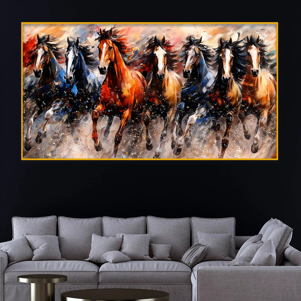 Premium Wild Horses Crystal Glass Wall Painting