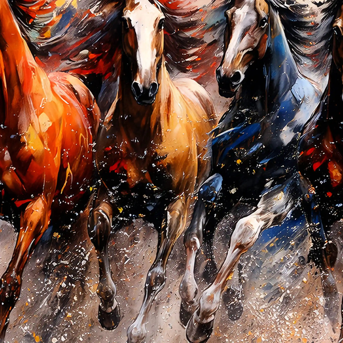 Premium Wild Horses Crystal Glass Wall Painting