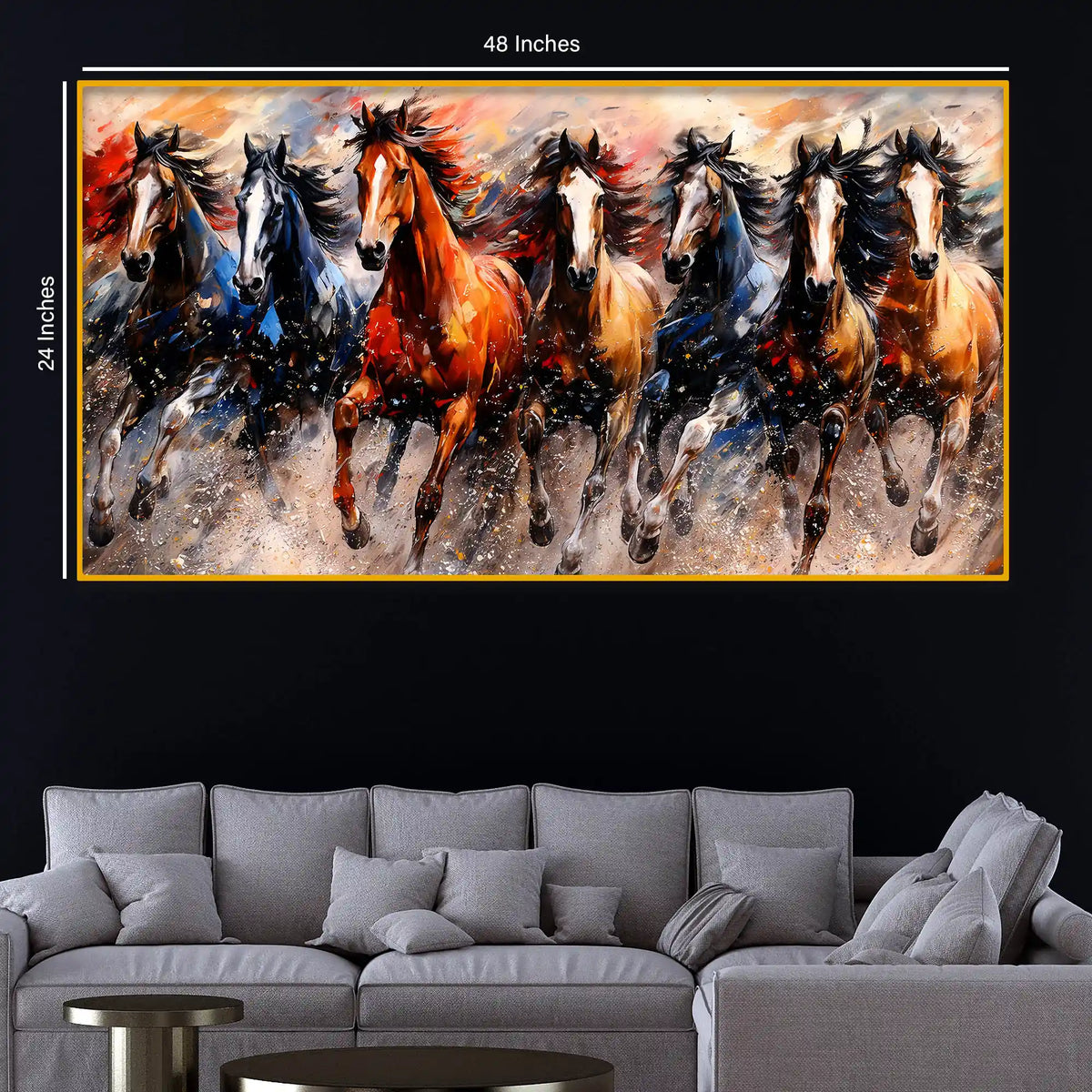 Premium Wild Horses Crystal Glass Wall Painting