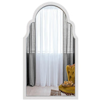 Premium Window European Design Wooden Decorative Wall Mirror ( White/Brown Finish )