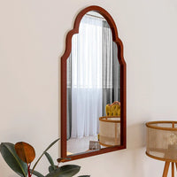 Premium Window European Design Wooden Decorative Wall Mirror ( White/Brown Finish )
