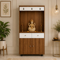 Premium Wooden Floor Temple with Spacious Drawer & Door Storage for Home & Office