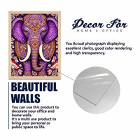 Purple Elephant & Peacock Floral Art Wall Frame Set of Four