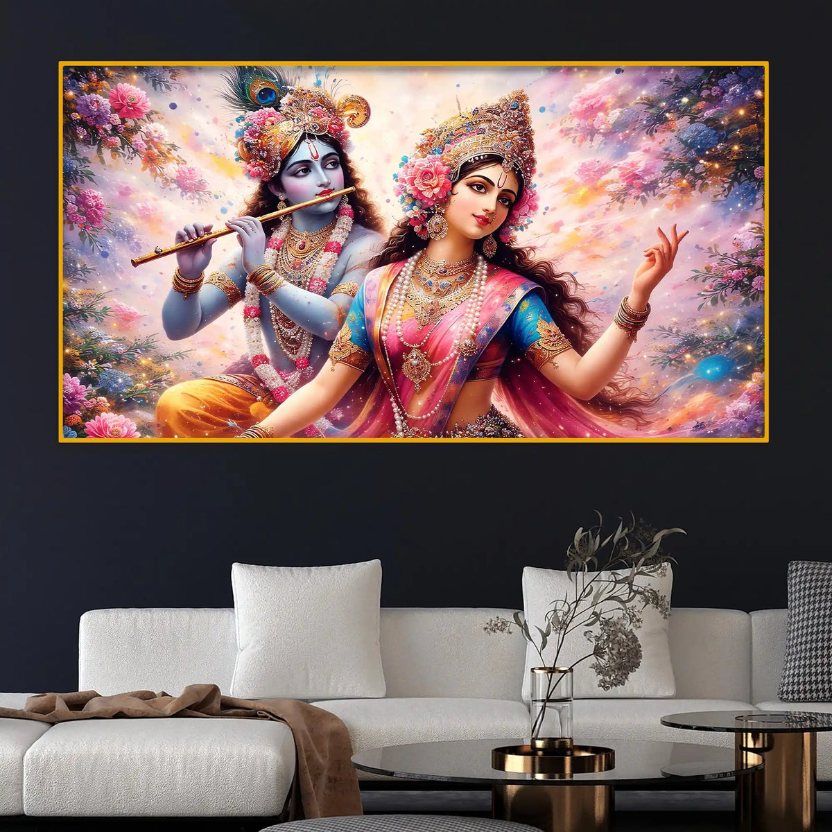Radha Krishna Artistic Beauty Crystal Glass Painting