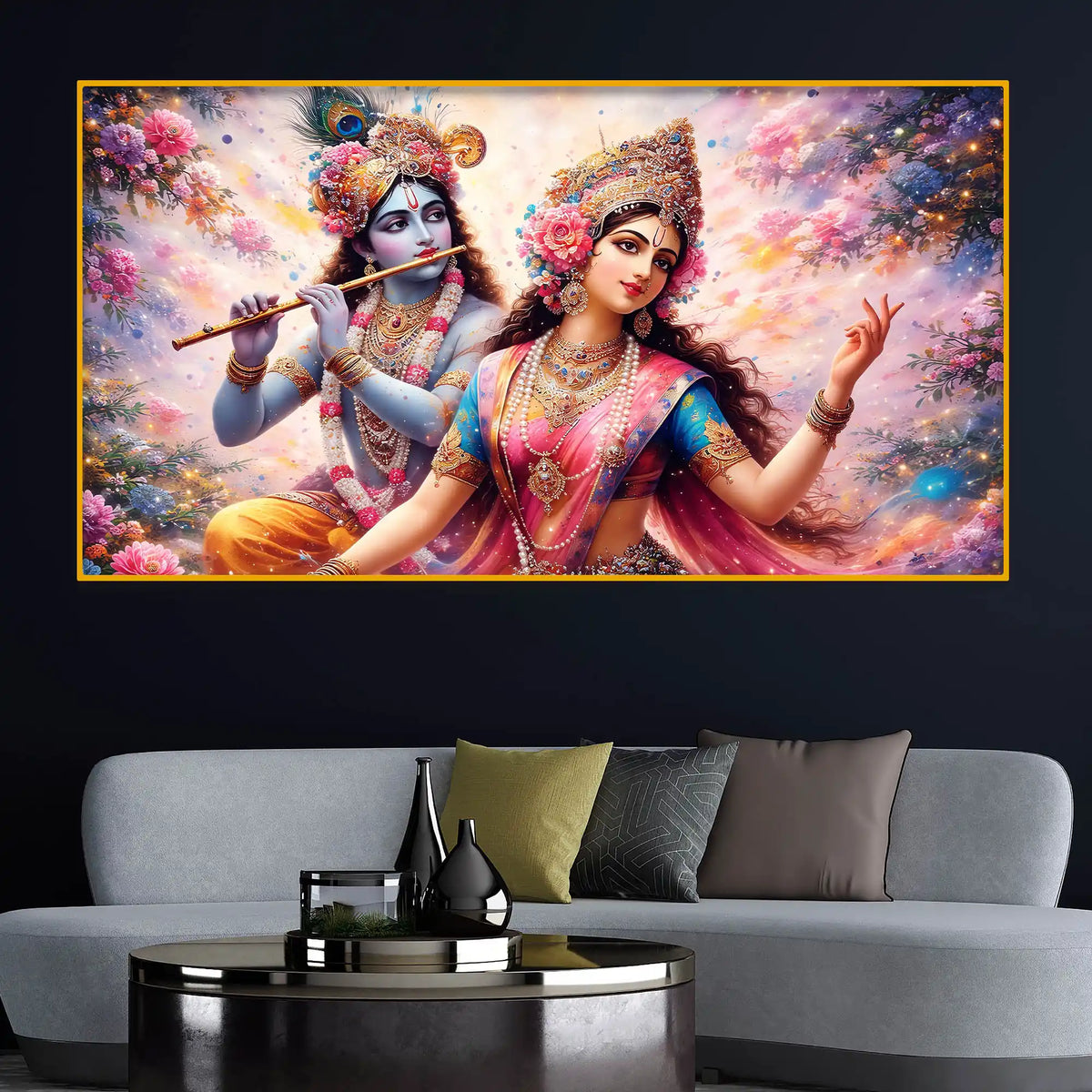 Radha Krishna Artistic Beauty Crystal Glass Painting