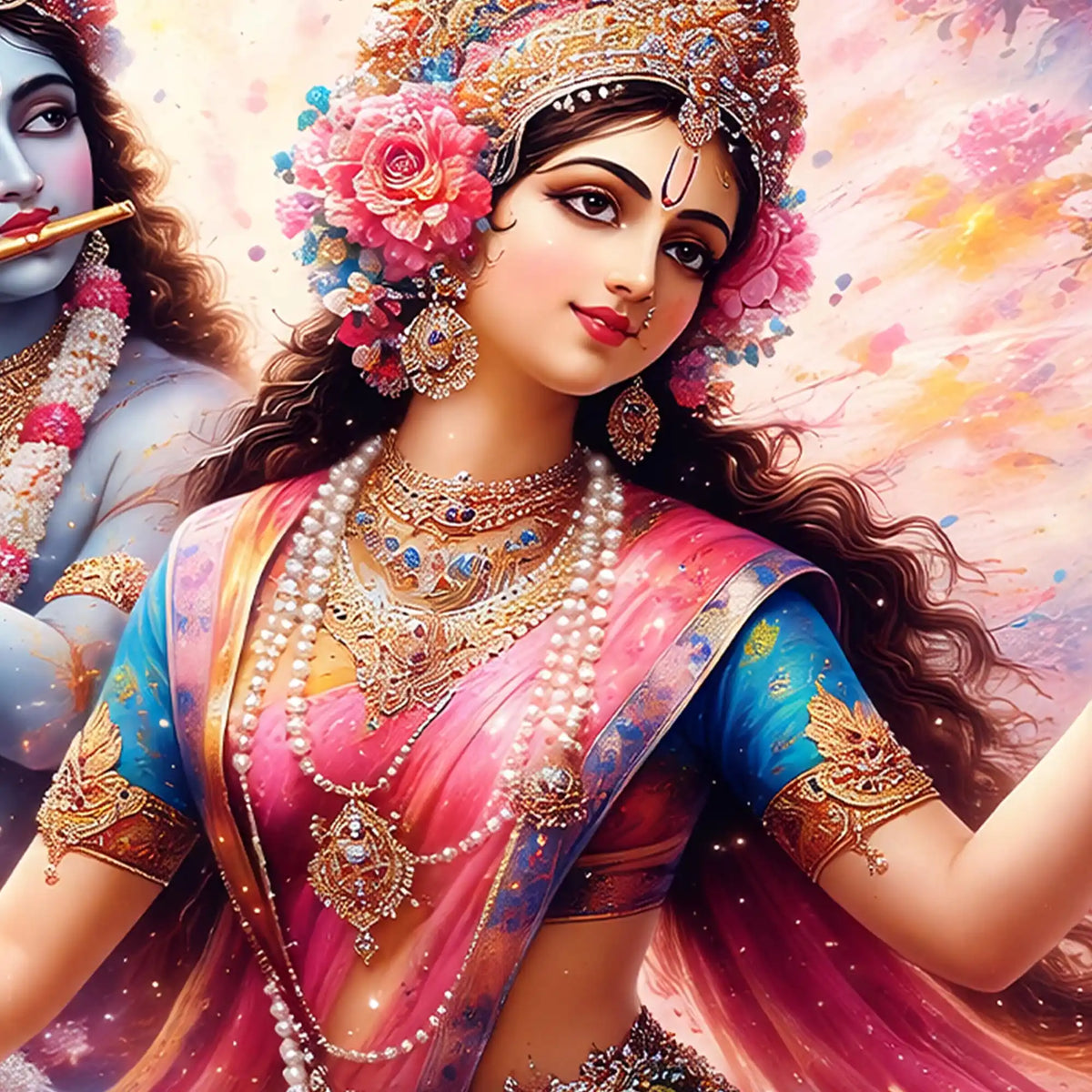 Radha Krishna Artistic Beauty Crystal Glass Painting