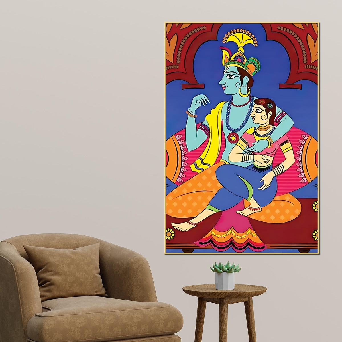 Radha Krishna Canvas Wall Painting | Devotional Wall Decor & Gifting