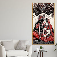 Radha Krishna Canvas Wall Painting | Spiritual Hindu Wall Art for Living Room & Bedroom Décor