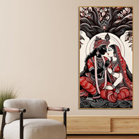 Radha Krishna Canvas Wall Painting | Spiritual Hindu Wall Art for Living Room & Bedroom Décor