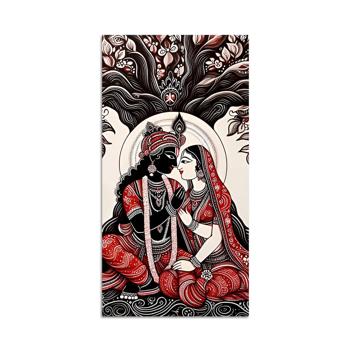 Radha Krishna Canvas Wall Painting | Spiritual Hindu Wall Art for Living Room & Bedroom Décor