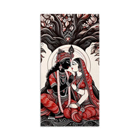 Radha Krishna Canvas Wall Painting | Spiritual Hindu Wall Art for Living Room & Bedroom Décor