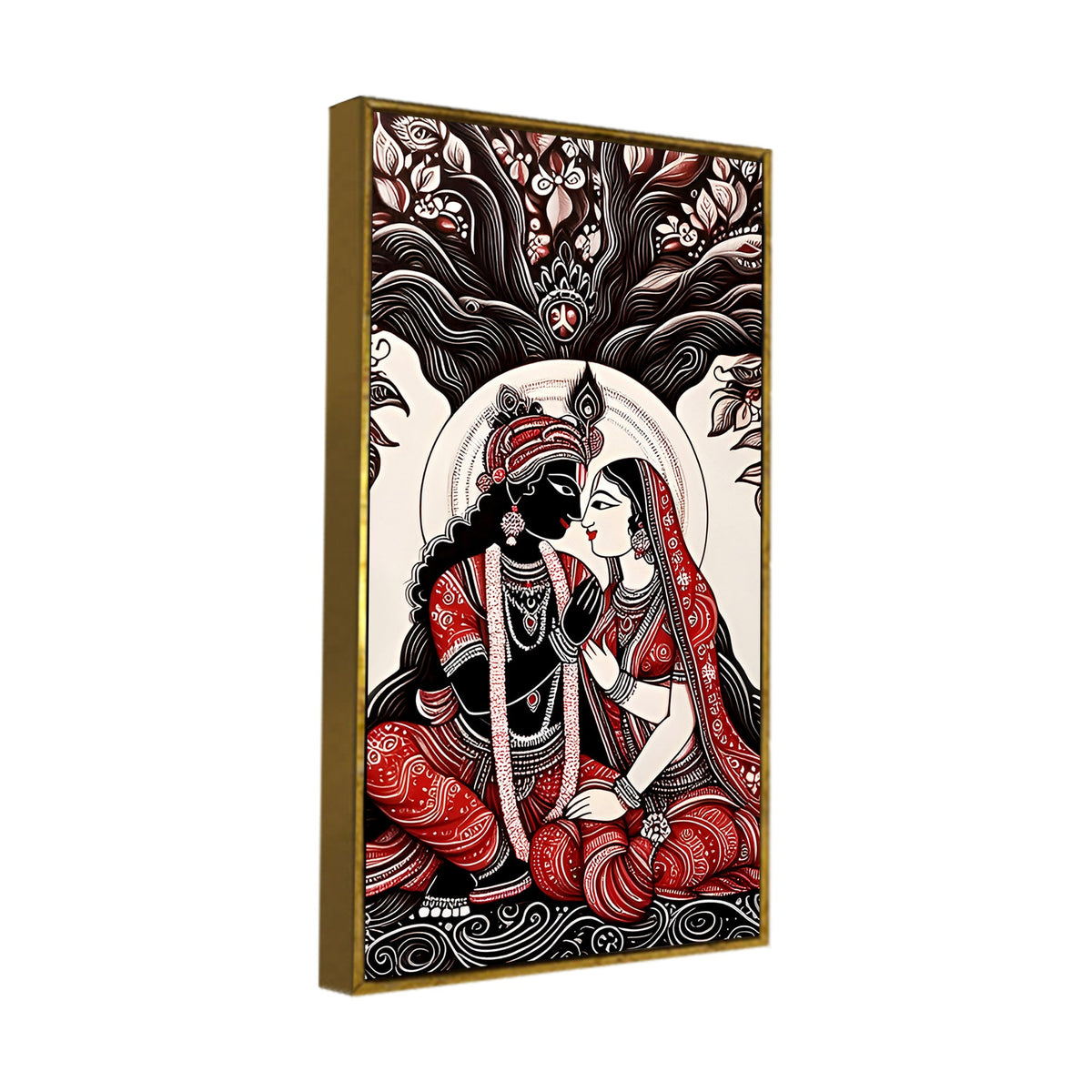 Radha Krishna Canvas Wall Painting | Spiritual Hindu Wall Art for Living Room & Bedroom Décor