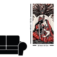 Radha Krishna Canvas Wall Painting | Spiritual Hindu Wall Art for Living Room & Bedroom Décor