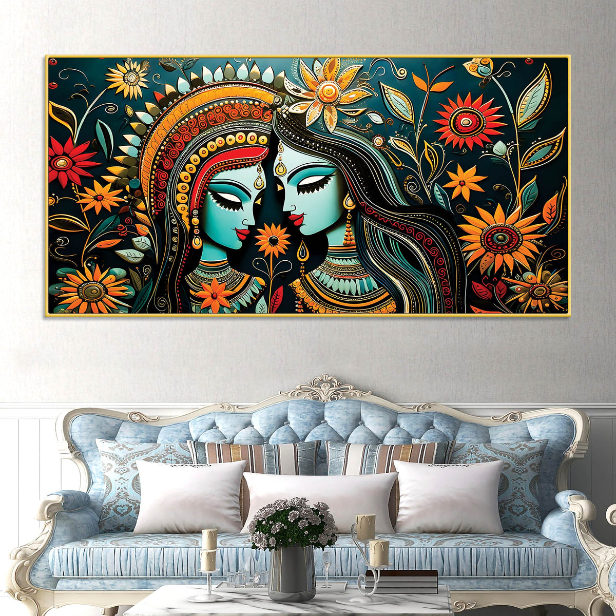 Radha Krishna Decorative Indian Canvas Painting