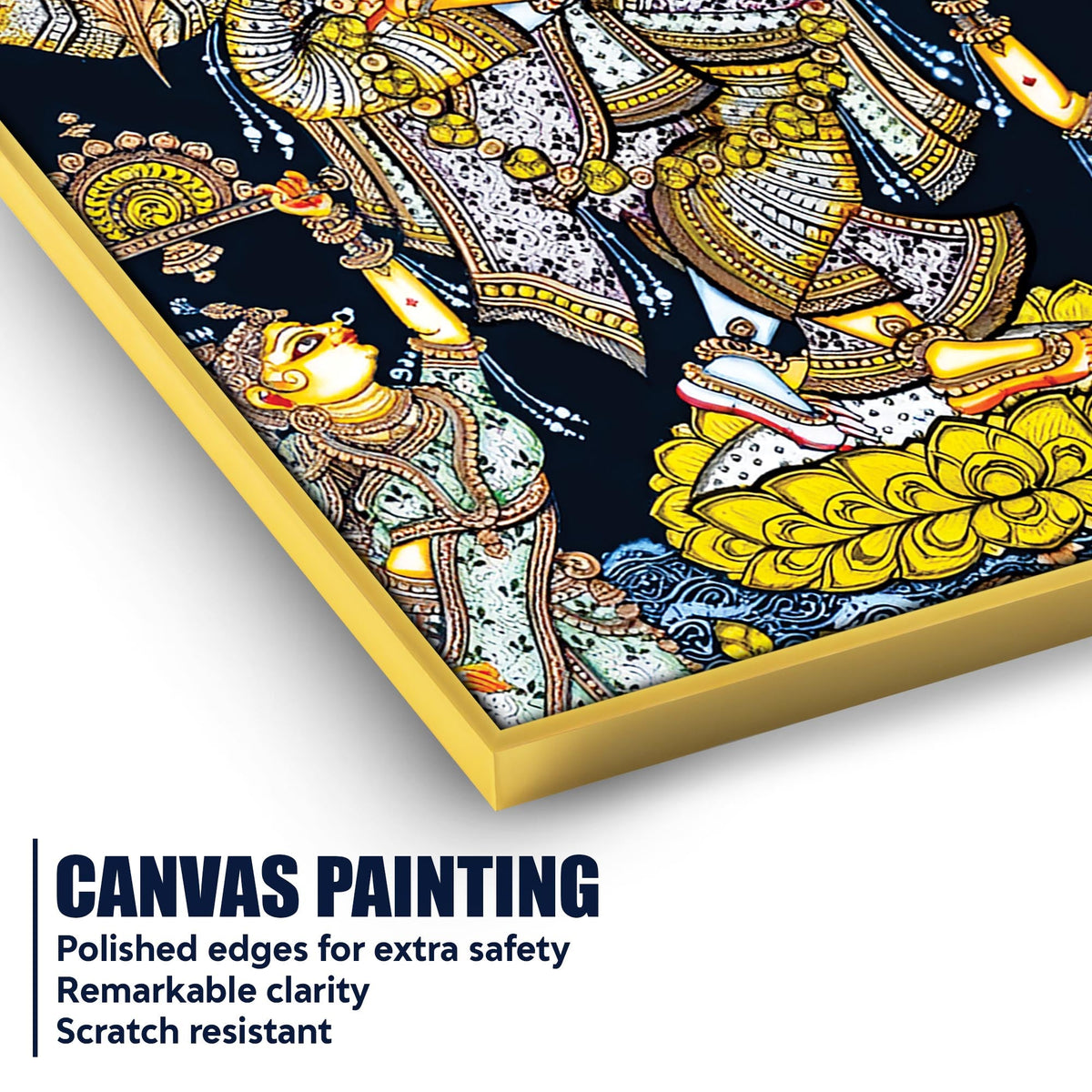 Radha Krishna Devotional Canvas Painting | Indian Religious Wall Art