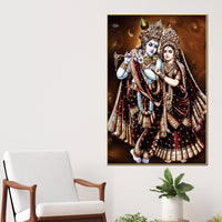 Radha Krishna Devotional Painting | Hindu Religious Décor