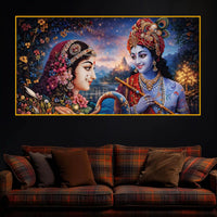 Radha Krishna Divine Crystal Glass Painting for Living Room