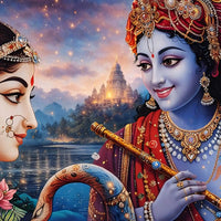 Radha Krishna Divine Crystal Glass Painting for Living Room