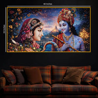 Radha Krishna Divine Crystal Glass Painting for Living Room