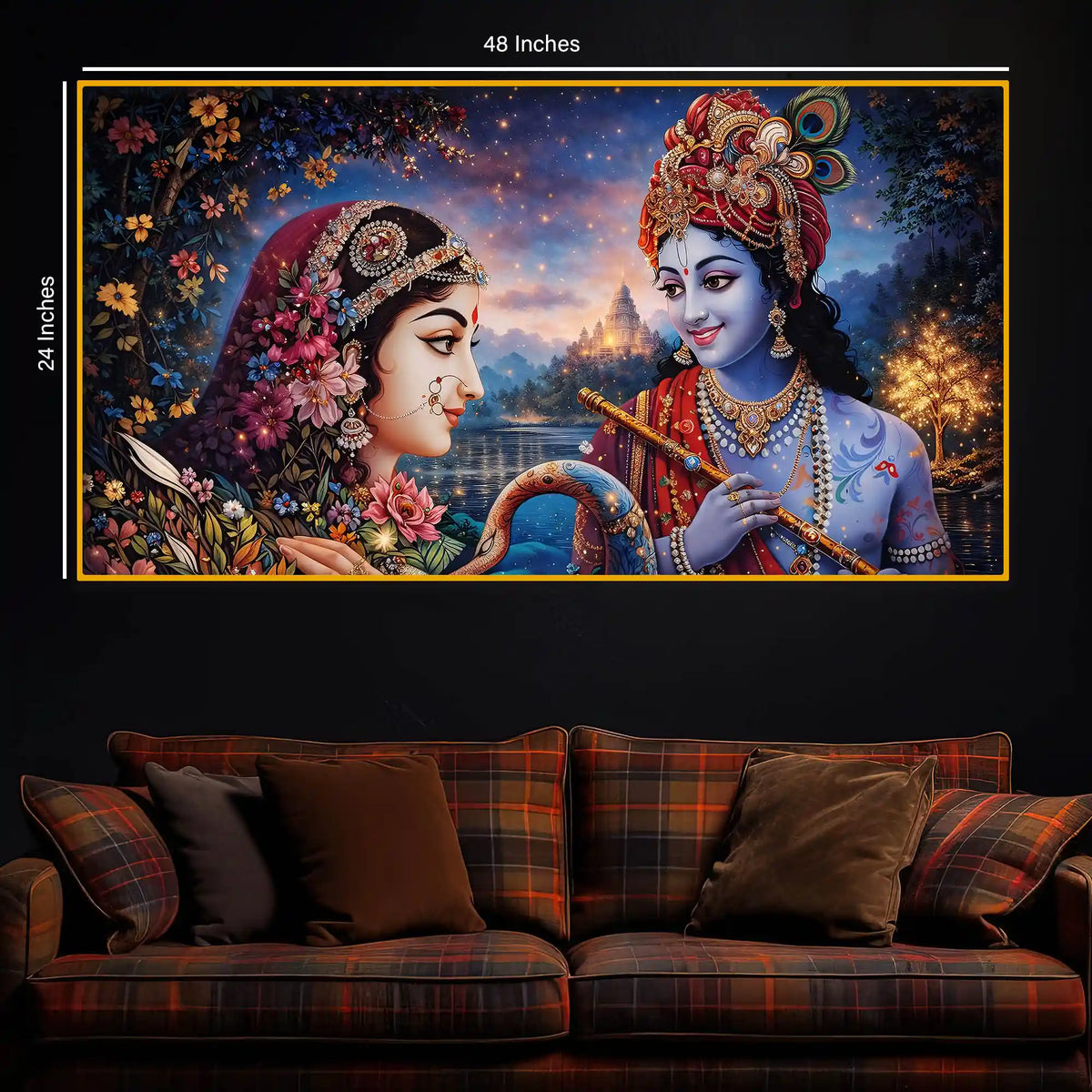 Radha Krishna Divine Crystal Glass Painting for Living Room