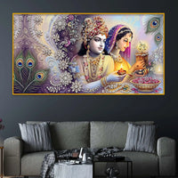 Radha Krishna Festive Premium Wall Art Crystal Glass Painting