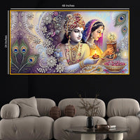 Radha Krishna Festive Premium Wall Art Crystal Glass Painting