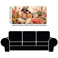 Radha Krishna Floral Garden Premium Wall Painting