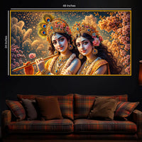 Radha Krishna Floral Theme Crystal Glass Painting