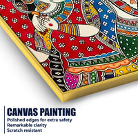 Radha Krishna Love Madhubani Style Canvas Wall Painting