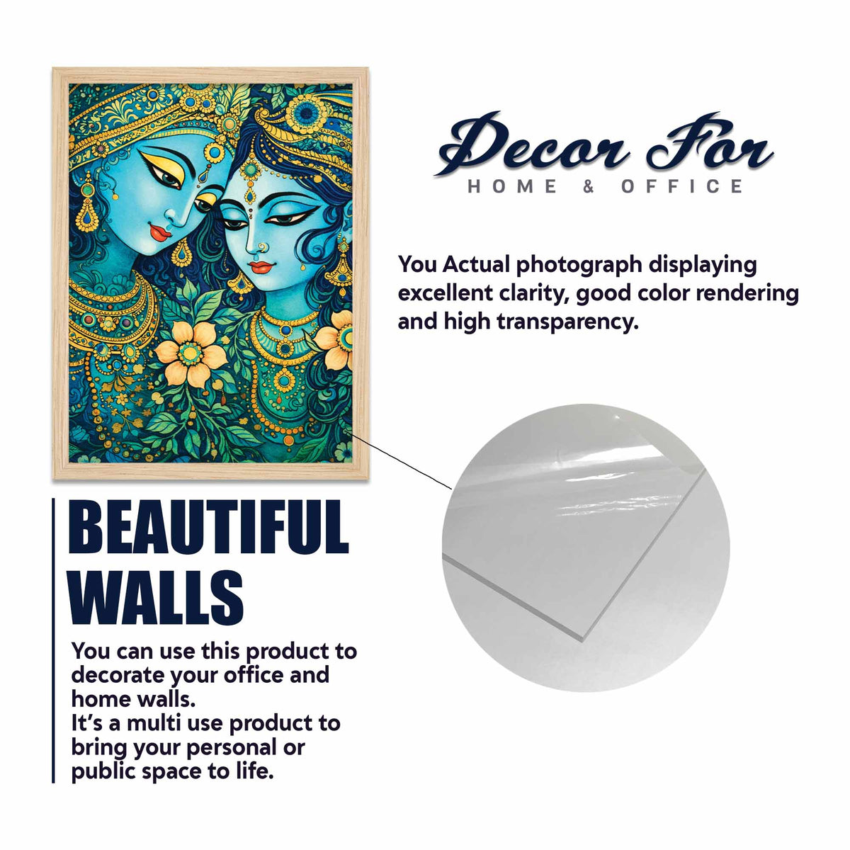 Radha Krishna & Nature Wall Frame Set of Four
