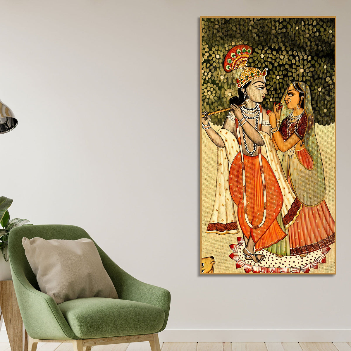 Radha Krishna Pichwai Style Canvas Painting | Devotional Wall Art