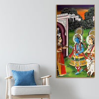 Radha Krishna Pichwai Style Canvas Painting | Spiritual Wall Decor for Home