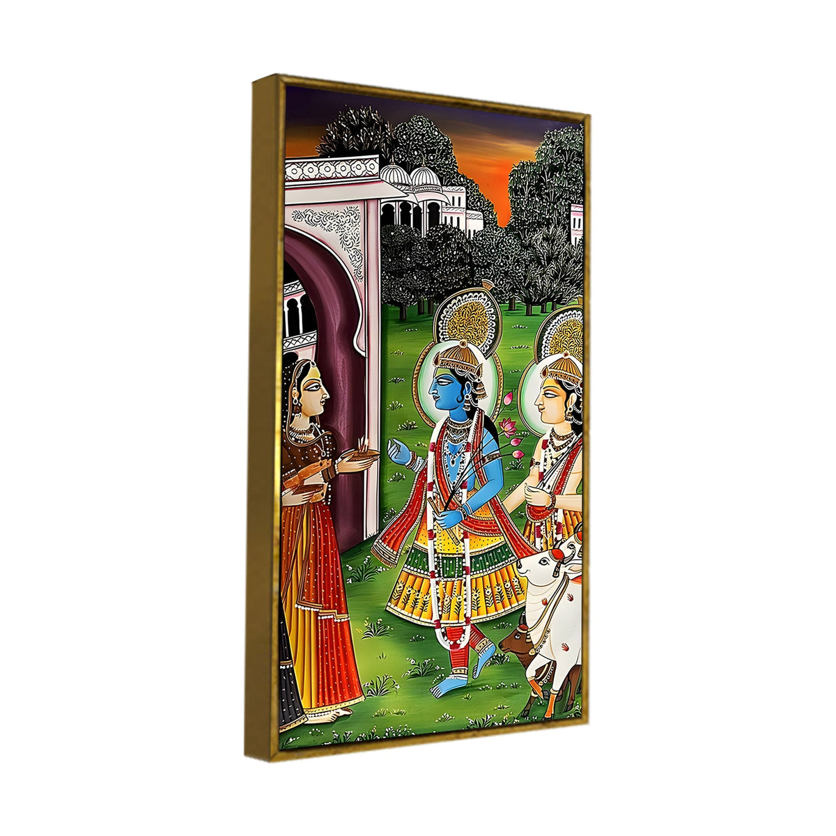 Radha Krishna Pichwai Style Canvas Painting | Spiritual Wall Decor for Home