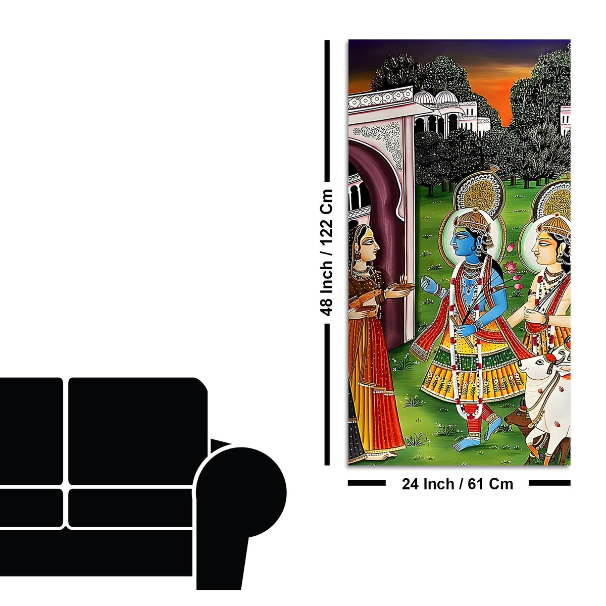 Radha Krishna Pichwai Style Canvas Painting | Spiritual Wall Decor for Home