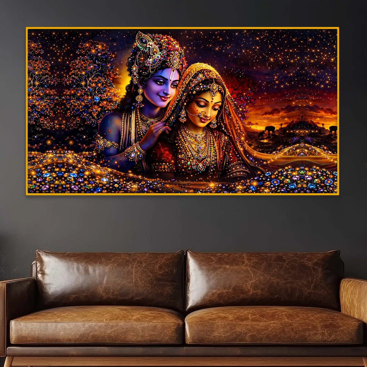 Radha Krishna Premium Crystal Glass Wall Painting