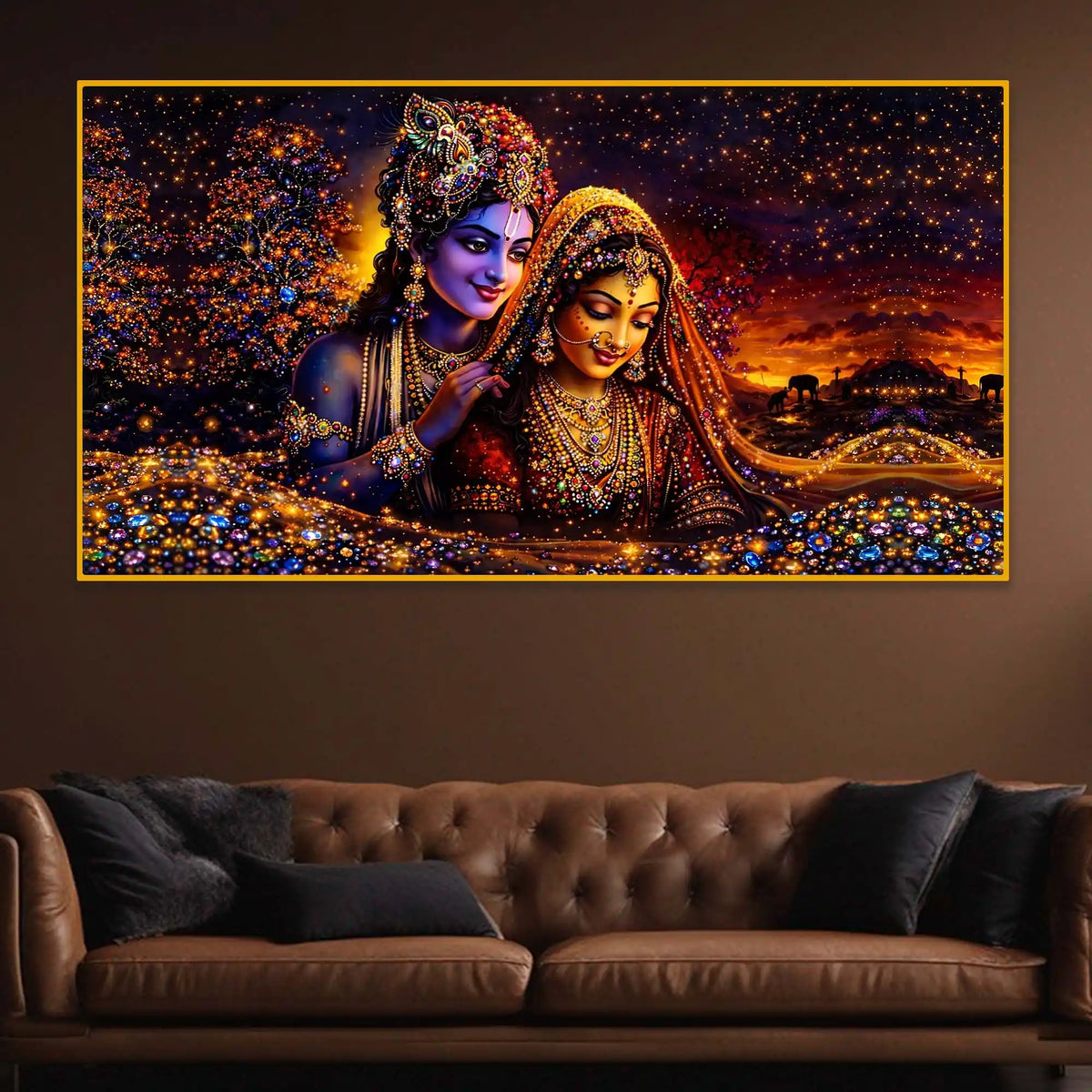 Radha Krishna Premium Crystal Glass Wall Painting