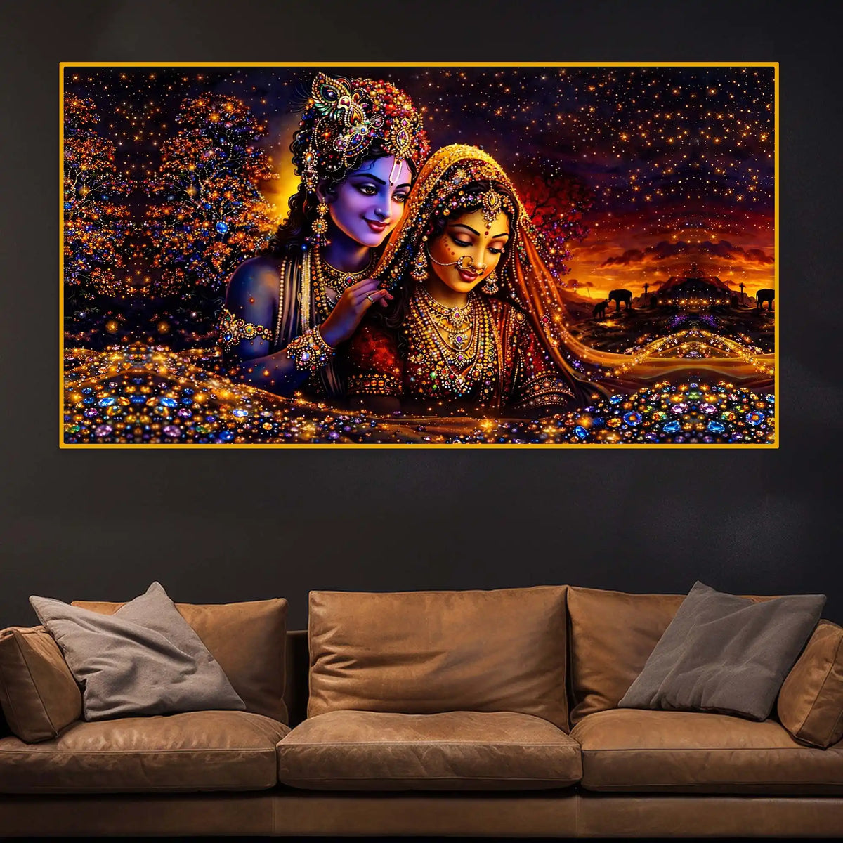 Radha Krishna Premium Crystal Glass Wall Painting