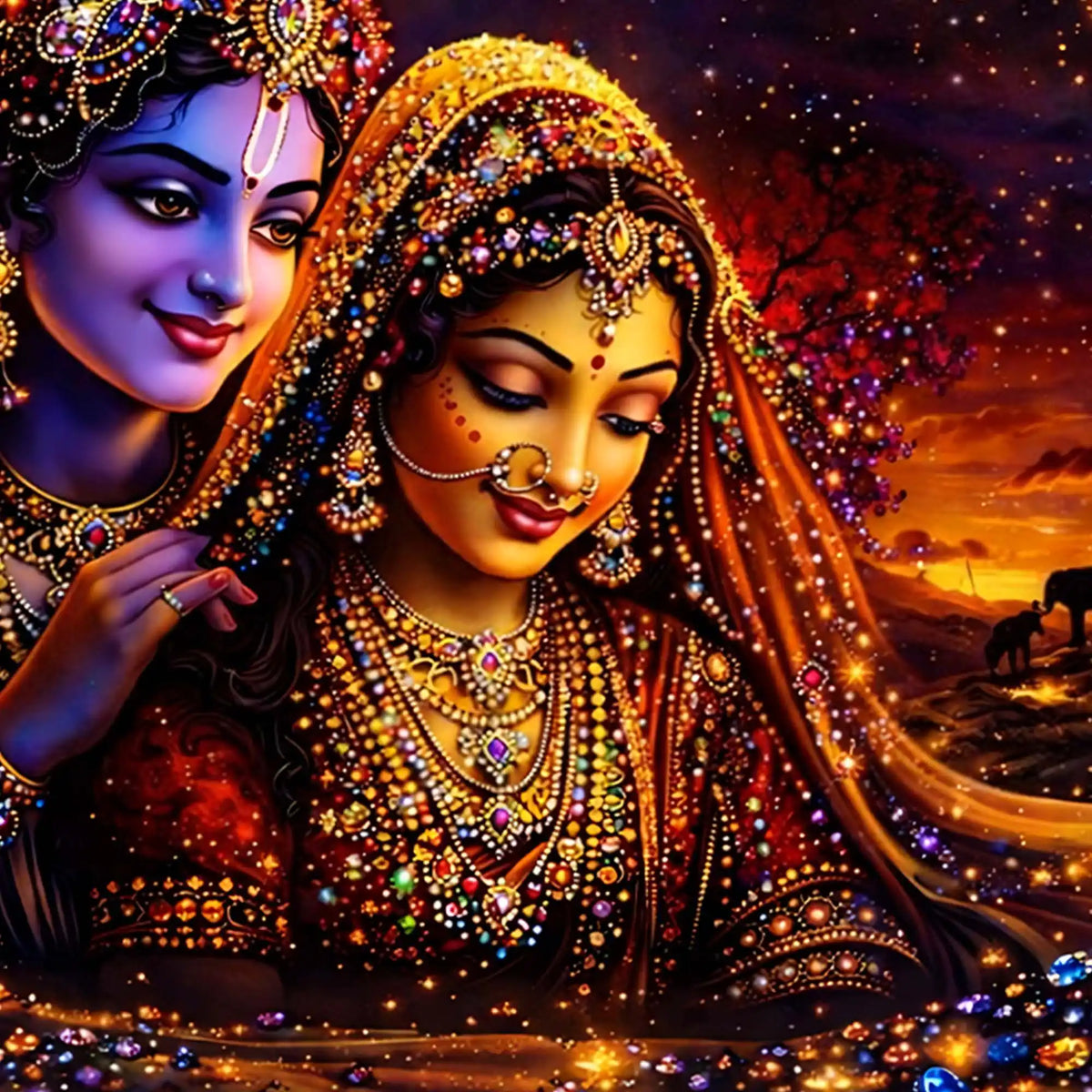 Radha Krishna Premium Crystal Glass Wall Painting