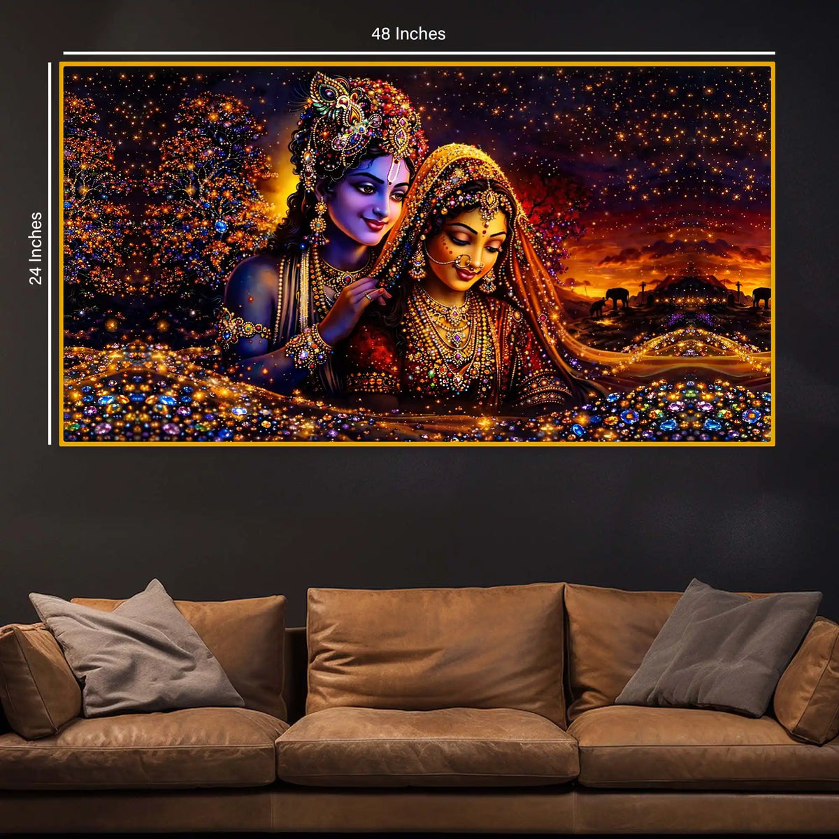 Radha Krishna Premium Crystal Glass Wall Painting