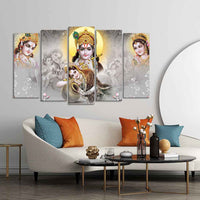 Radha Krishna Premium Wall Painting of Five Pieces Set