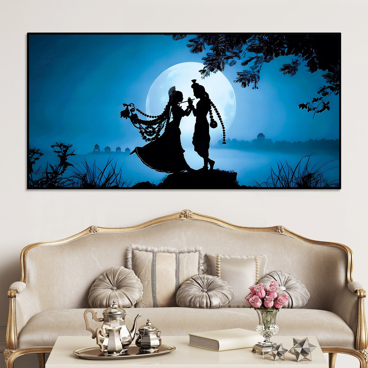 Radha Krishna Spiritual Canvas Painting for Home Decoration